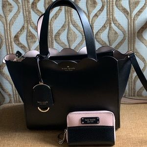 Used Kate Spade scalloped satchel/wallet set